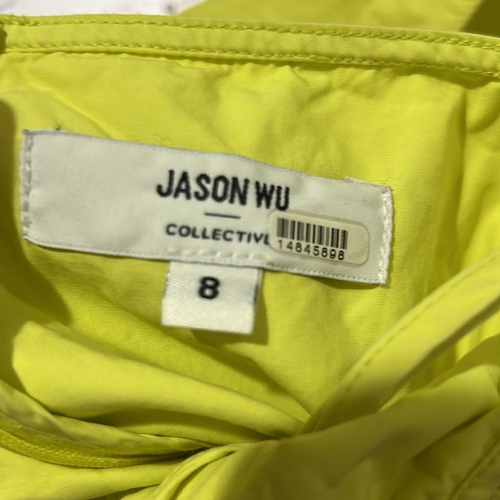 Jason Wu Neon Yellow/Green Midi dress EUC/ with repair.  Size 8 - Picture 6 of 10